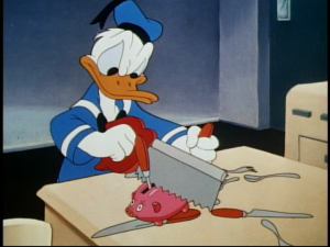 Donald breaks out his tools to try and get the money while leaving the bank in one piece